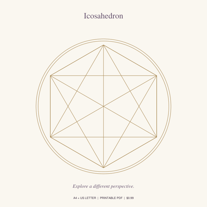 Icosahedron printable crystal grid