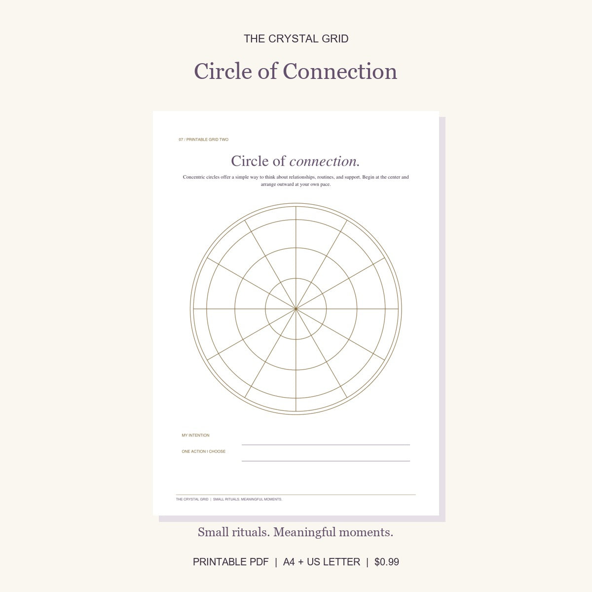 Circle of Connection printable crystal grid