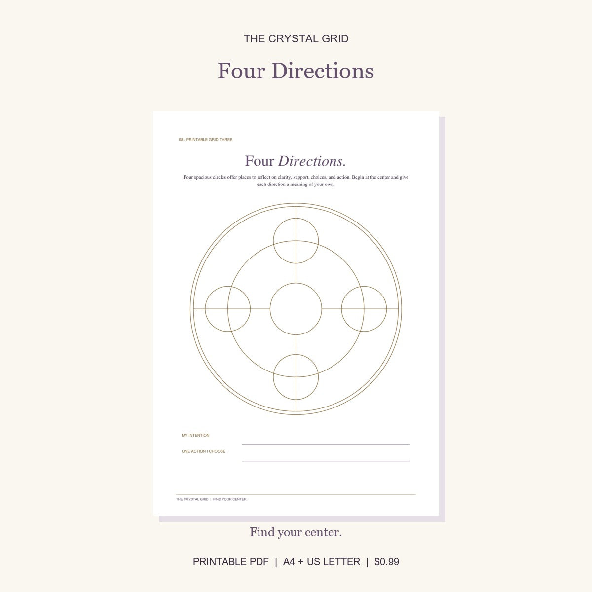 Four Directions printable crystal grid