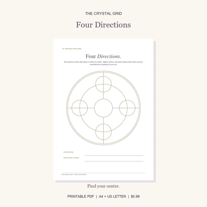 Four Directions printable crystal grid