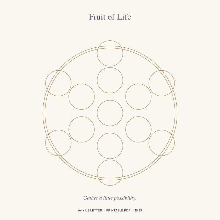 Fruit of Life printable crystal grid