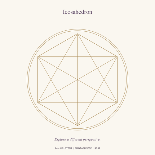 Icosahedron printable crystal grid