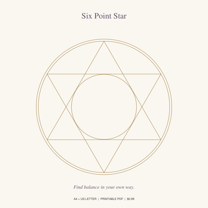 Six Point Star printable crystal grid