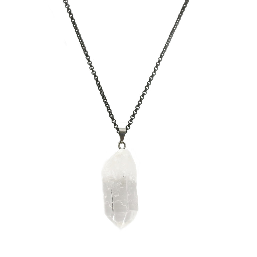 Raw Clear Quartz Crystal Necklace For Sale