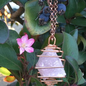 Rose Quartz Crystal Necklace For Sale