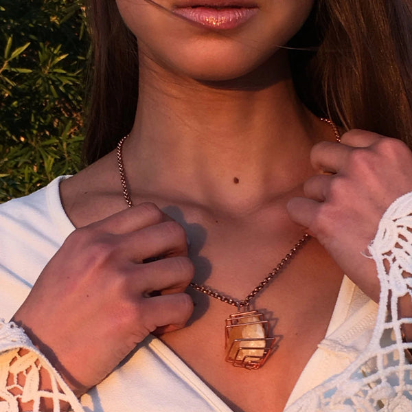 Orange Calcite Necklace The Crystal Grid